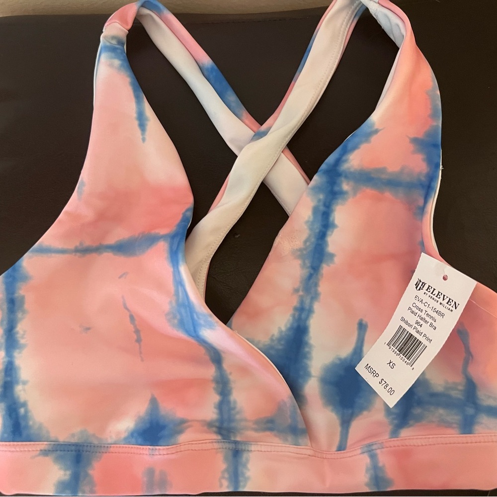 NWT- Cross Tennis Halter Bra - Venus Williams - Never Worn - Pink Blue Tie Dye